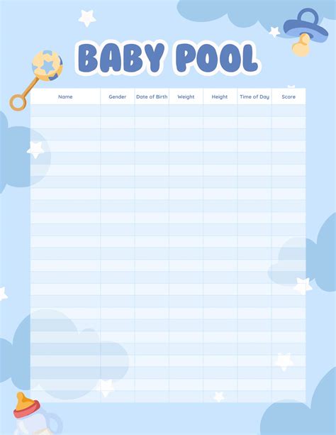 baby pool due date printable.